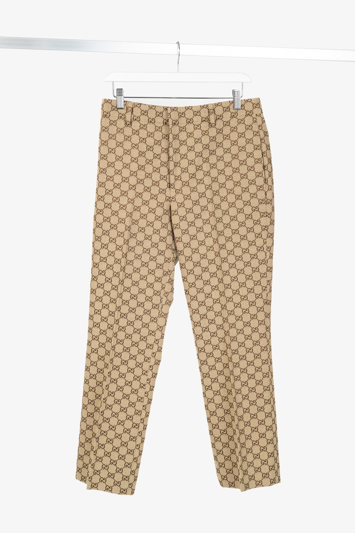 Gucci Beige & Ebony GG Canvas Cropped Pant