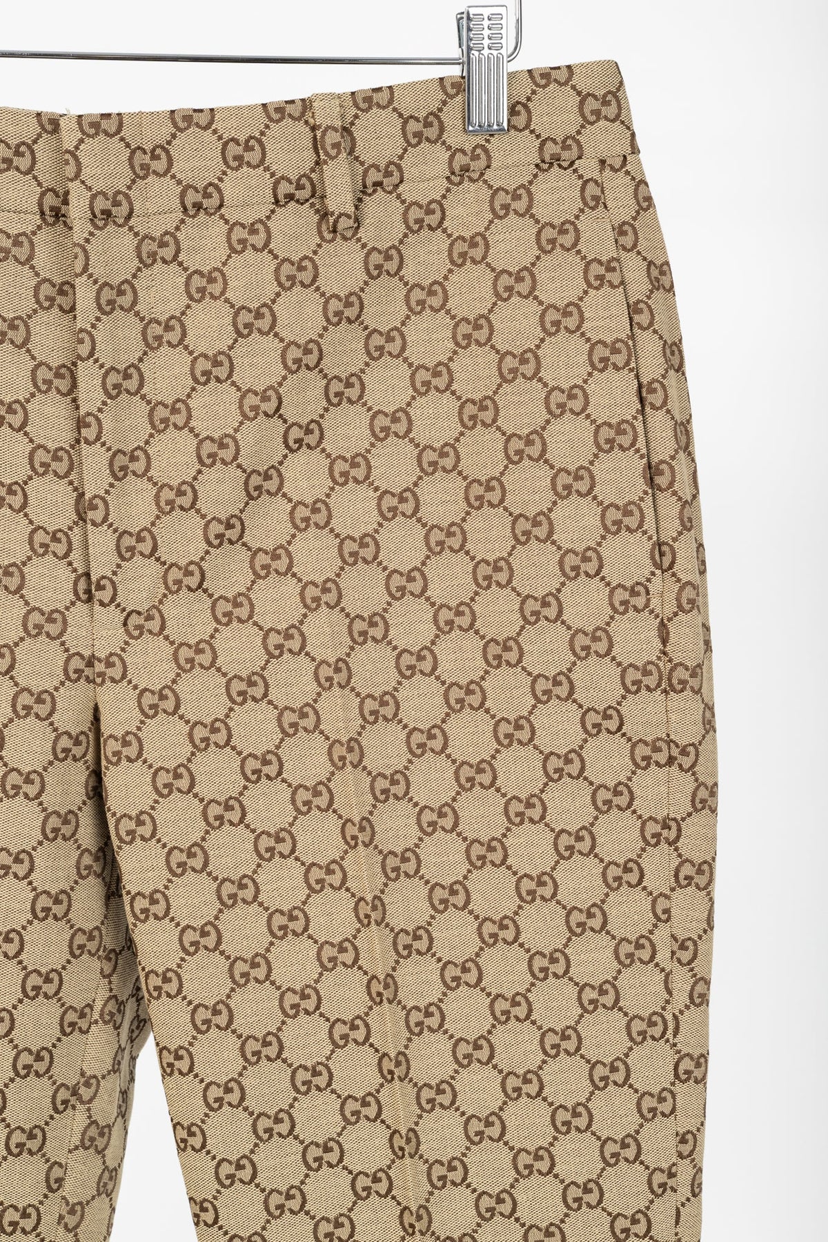 Gucci Beige & Ebony GG Canvas Cropped Pant