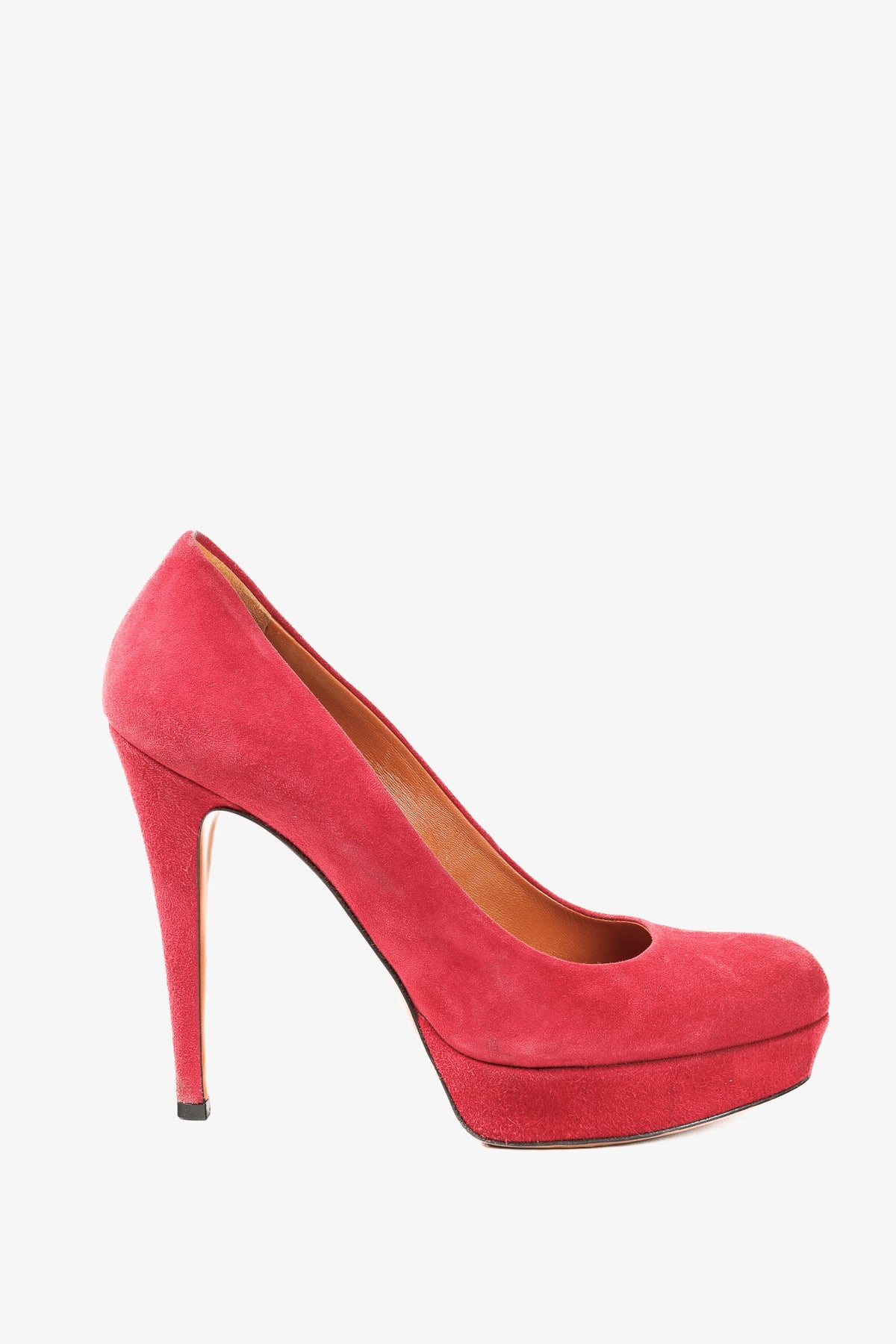 Gucci Raspberry Red Suede Platform Round-Toe Stiletto Pumps