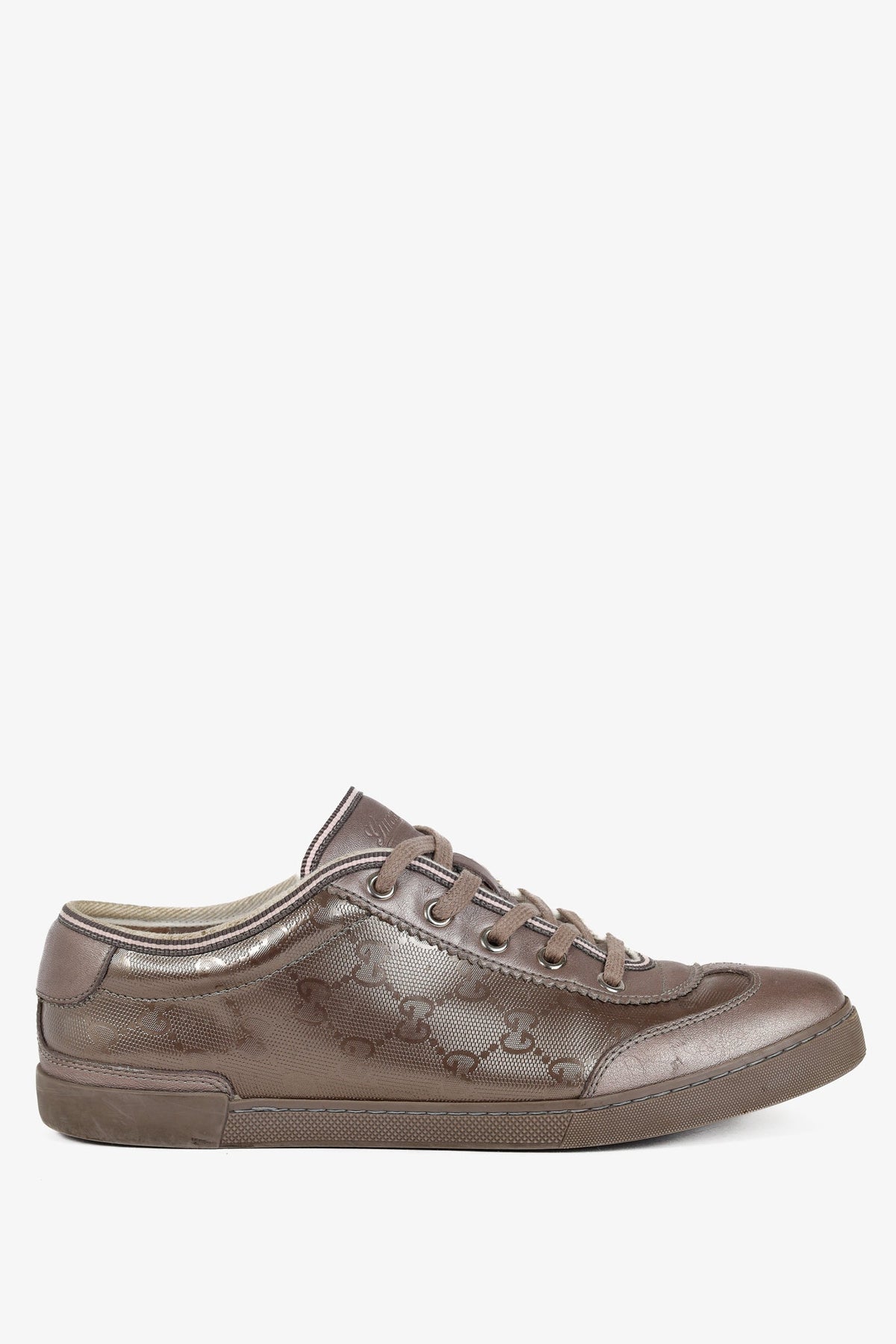 Gucci New Mauve GG Imprime & Miro Soft Metallic Leather Sneakers