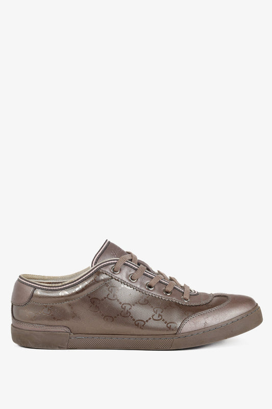 Gucci New Mauve GG Imprime & Miro Soft Metallic Leather Sneakers