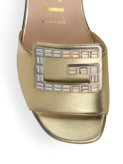 GUCCI Madelyn Square G Leather Slides