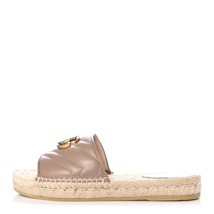 GUCCI Nappa Matelasse GG Marmont Espadrille Slide Sandals
