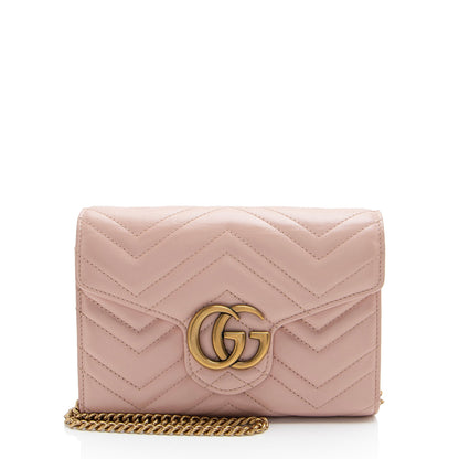 Gucci Matelasse Leather GG Marmont Mini Wallet on Chain