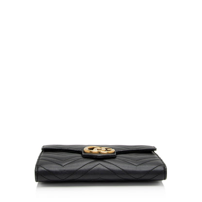 Gucci Matelasse Leather GG Marmont Flap Mini Wallet Bag (SHF-6xoeZx)