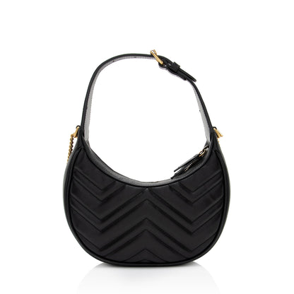 Gucci Matelasse Leather GG Marmont Half Moon Mini Shoulder Bag (SHF-KwqPFJ)