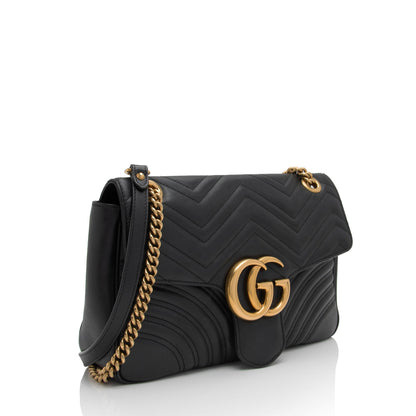Gucci Matelasse Leather GG Marmont Medium Flap Shoulder Bag (SHF-VhM2jC)