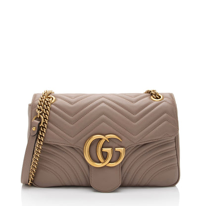 Gucci Matelasse Leather GG Marmont Medium Flap Shoulder Bag (SHF-EZthFS)