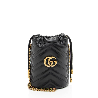 Gucci Matelasse Leather GG Marmont Mini Bucket Bag (SHF-81NEzE)
