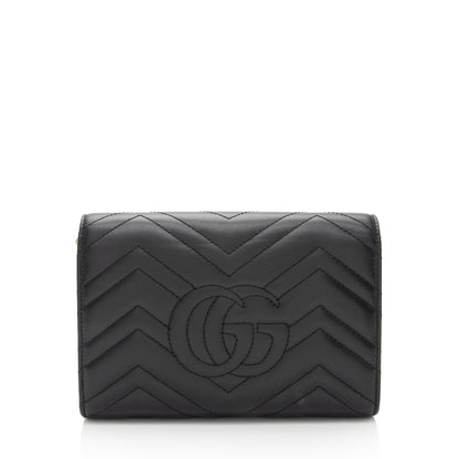 Gucci Matelasse Leather GG Marmont Mini Wallet on Chain Bag (SHF-LtbPoF)