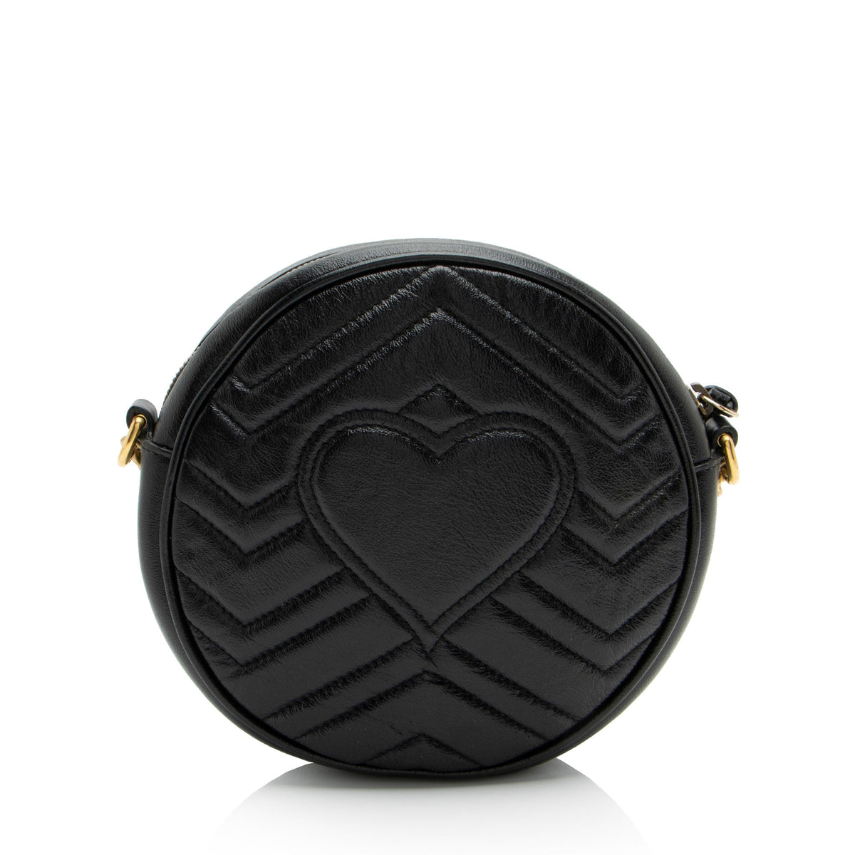 Gucci Matelasse Leather GG Marmont Round Mini Shoulder Bag (SHF-zohuy0)