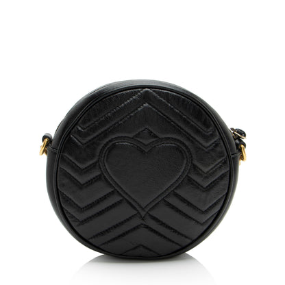 Gucci Matelasse Leather GG Marmont Round Mini Shoulder Bag (SHF-zohuy0)