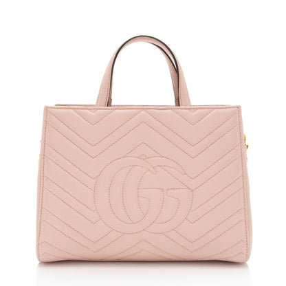 Gucci Matelasse Leather GG Marmont Top Handle Small Satchel (SHF-0hn0Gf)