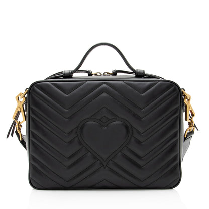 Gucci Matelasse Leather GG Marmont Top Handle Zip Around Small Shoulder Bag (SHF-wK4h1j)