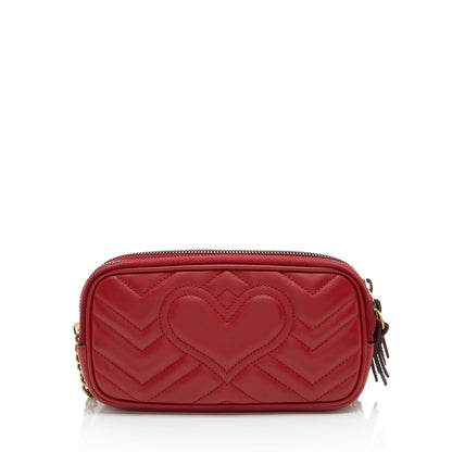 Gucci Matelasse Leather GG Marmont Triple-Zip Mini Bag
