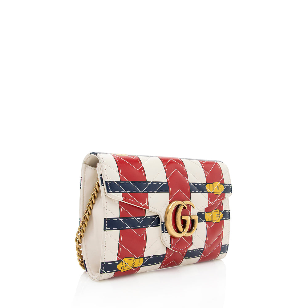 Gucci Matelasse Leather GG Marmont Trompe L'Oeil Wallet on Chain