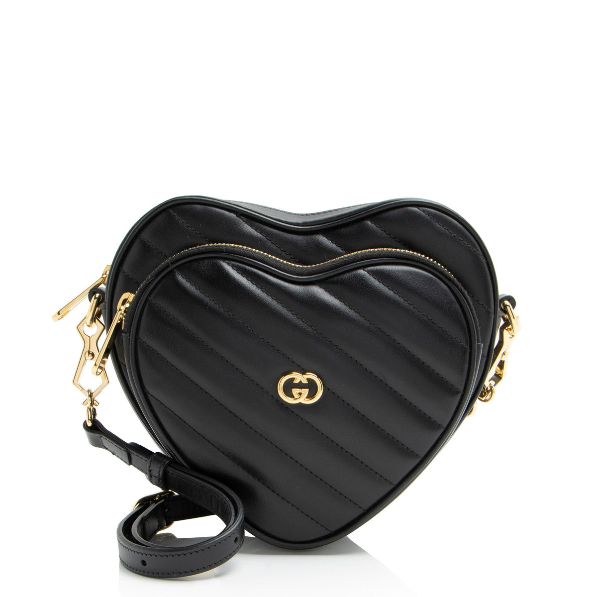 Gucci Matelasse Leather Interlocking G Heart Mini Shoulder Bag