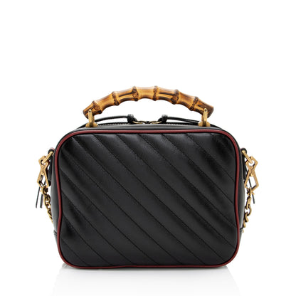 Gucci Matelasse Leather Torchon GG Marmont Bamboo Top Handle Bag (SHF-8zPXp4)
