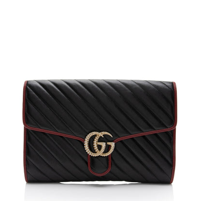 Gucci Matelasse Leather Torchon GG Marmont Clutch (SHF-CeLx8H)