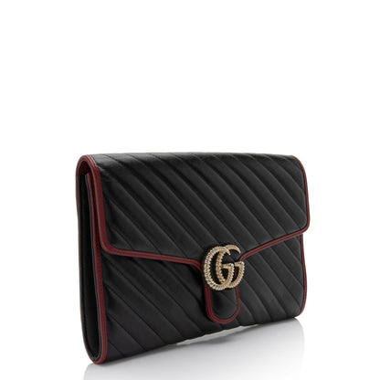 Gucci Matelasse Leather Torchon GG Marmont Clutch (SHF-CeLx8H)
