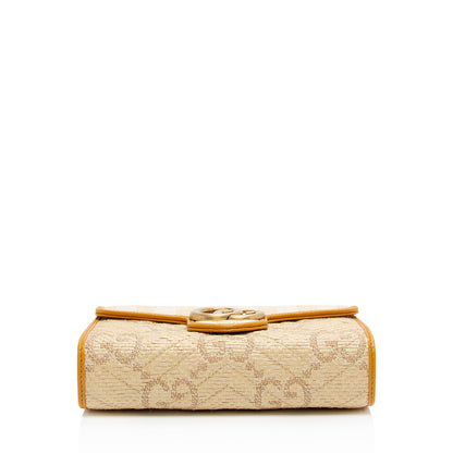 Gucci Matelasse Raffia GG Marmont Mini Wallet on Chain Bag (SHF-voc2lF)