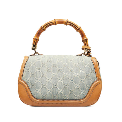 Gucci Medium GG Denim New Bamboo Satchel (SHG-qBkbXy)