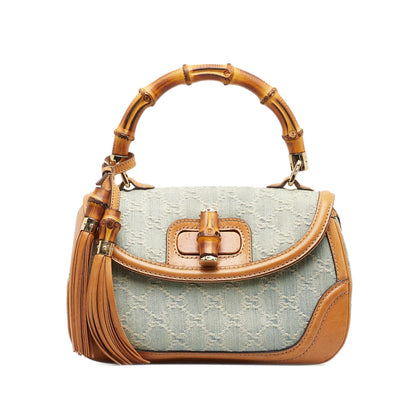 Gucci Medium GG Denim New Bamboo Satchel (SHG-qBkbXy)