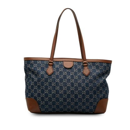 Gucci Medium GG Denim Ophidia Shopping Tote (SHG-TjQd49)