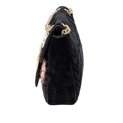 Gucci Medium GG Marmont Embroidered Matelasse Velvet Crossbody (SHG-0BOHzd)