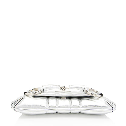Gucci Metallic Calfskin Horsebit Chain Medium Shoulder Bag (SHF-dYk9f1)