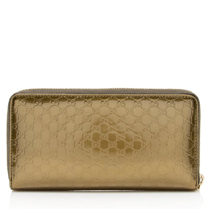 Gucci Metallic Microguccissima Zip Around Wallet