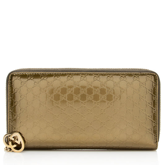 Gucci Metallic Microguccissima Zip Around Wallet