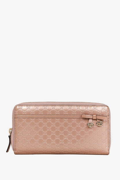 Gucci Dusty Rose Microguccissima Zip-Around Wallet