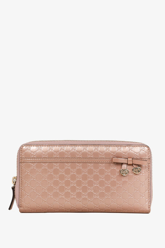 Gucci Dusty Rose Microguccissima Zip-Around Wallet