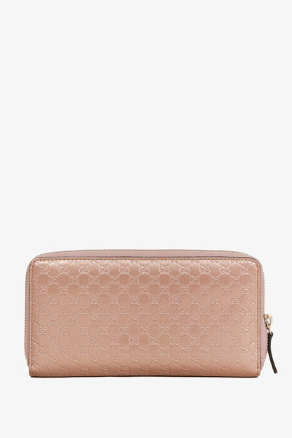Gucci Dusty Rose Microguccissima Zip-Around Wallet