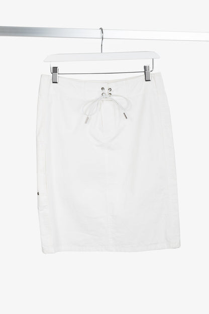 Gucci White Cotton Lace-Up Pencil Skirt