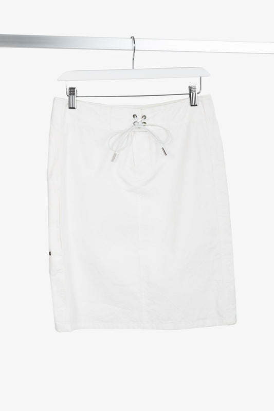 Gucci White Cotton Lace-Up Pencil Skirt