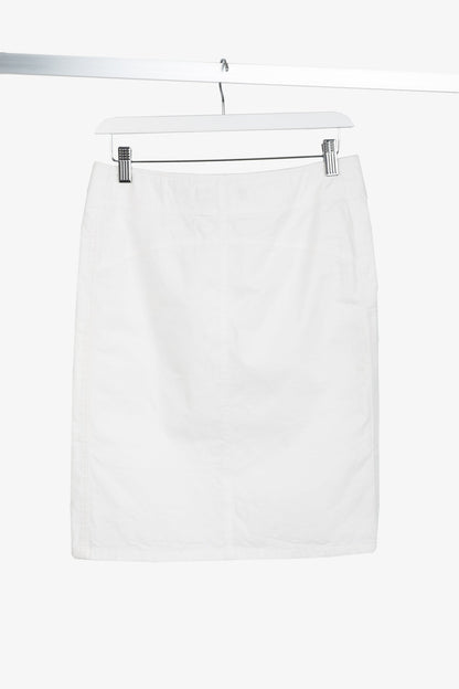Gucci White Cotton Lace-Up Pencil Skirt