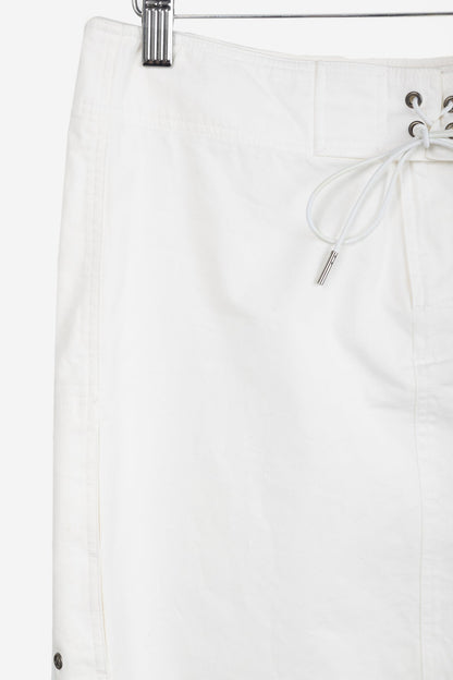 Gucci White Cotton Lace-Up Pencil Skirt