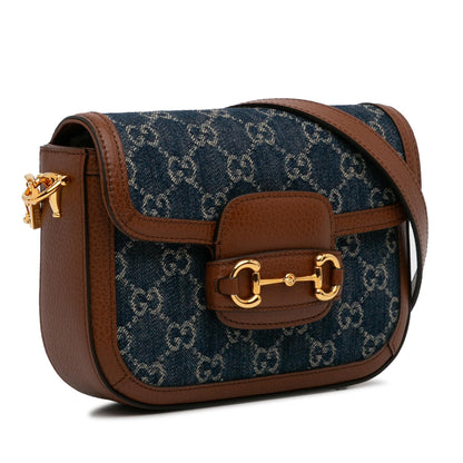 Gucci Mini GG Denim Horsebit 1955 Satchel (SHG-7wIpkG)
