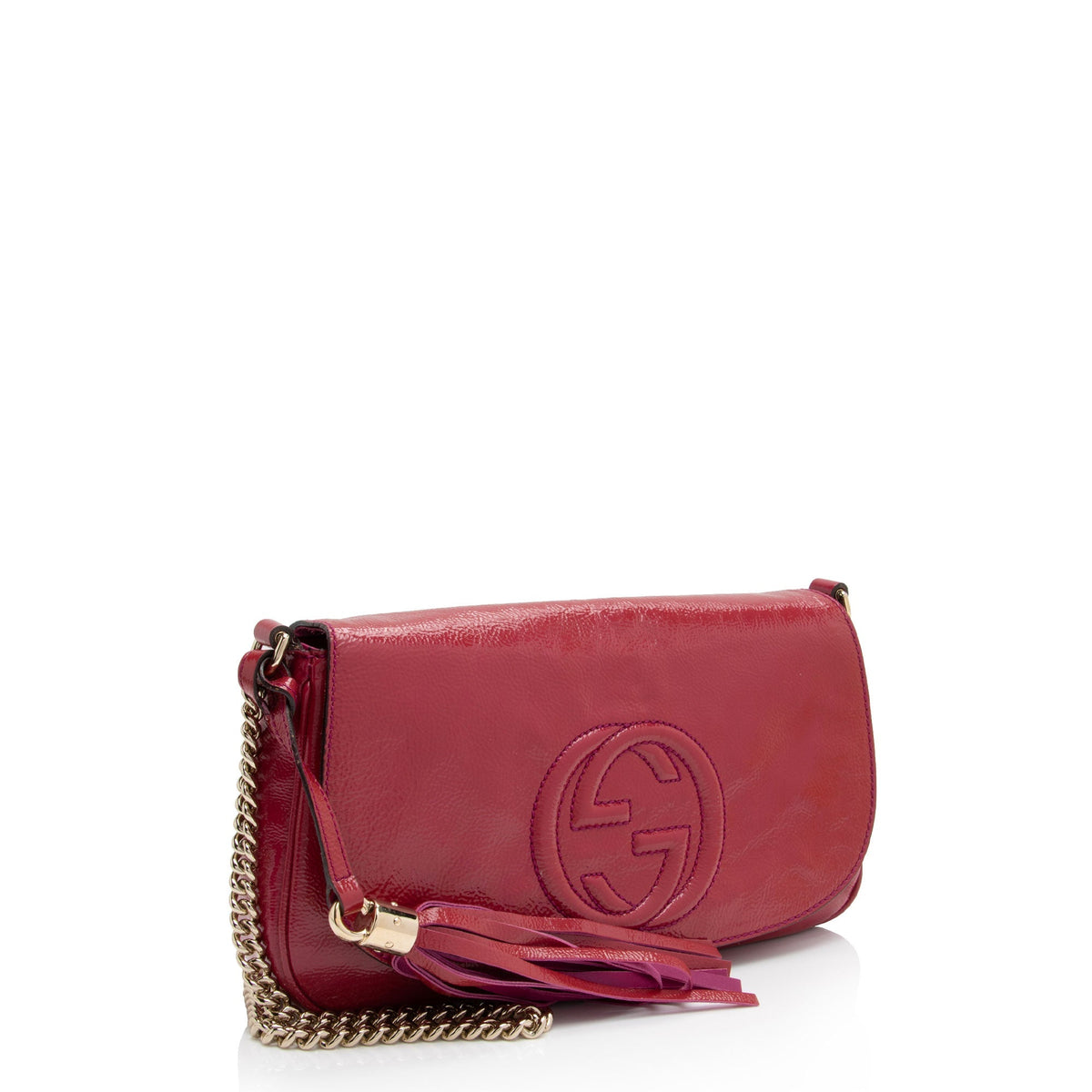 Gucci Patent Leather Soho Medium Flap Bag (SHF-V6tPqW)
