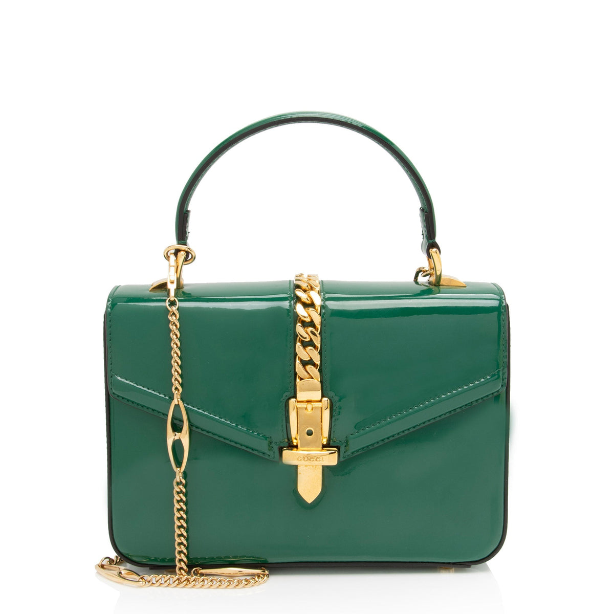 Gucci Patent Leather Sylvie 1969 Mini Top Handle (SHF-iiXdUI)