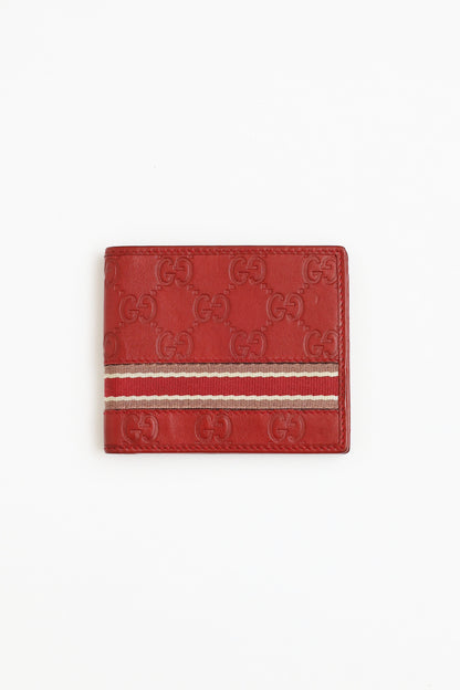 Red Guccisima Web Bi-Fold Wallet