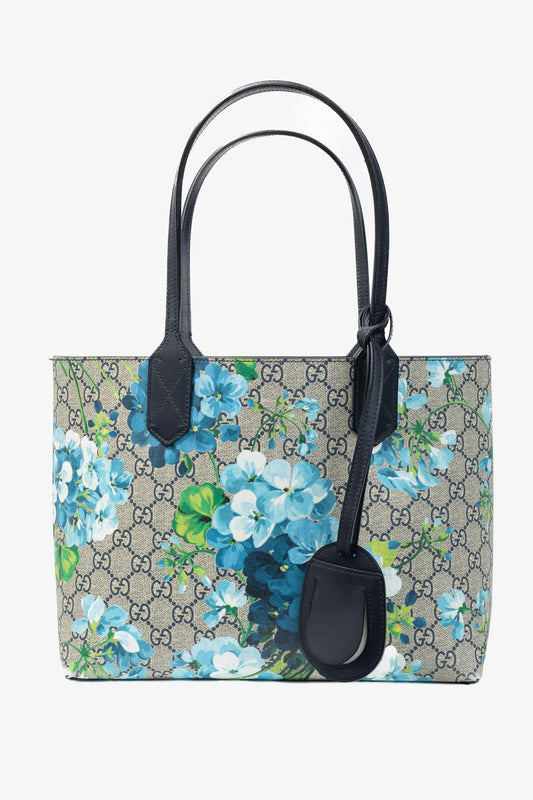 Gucci GG Blooms Supreme Blue Reversible Tote