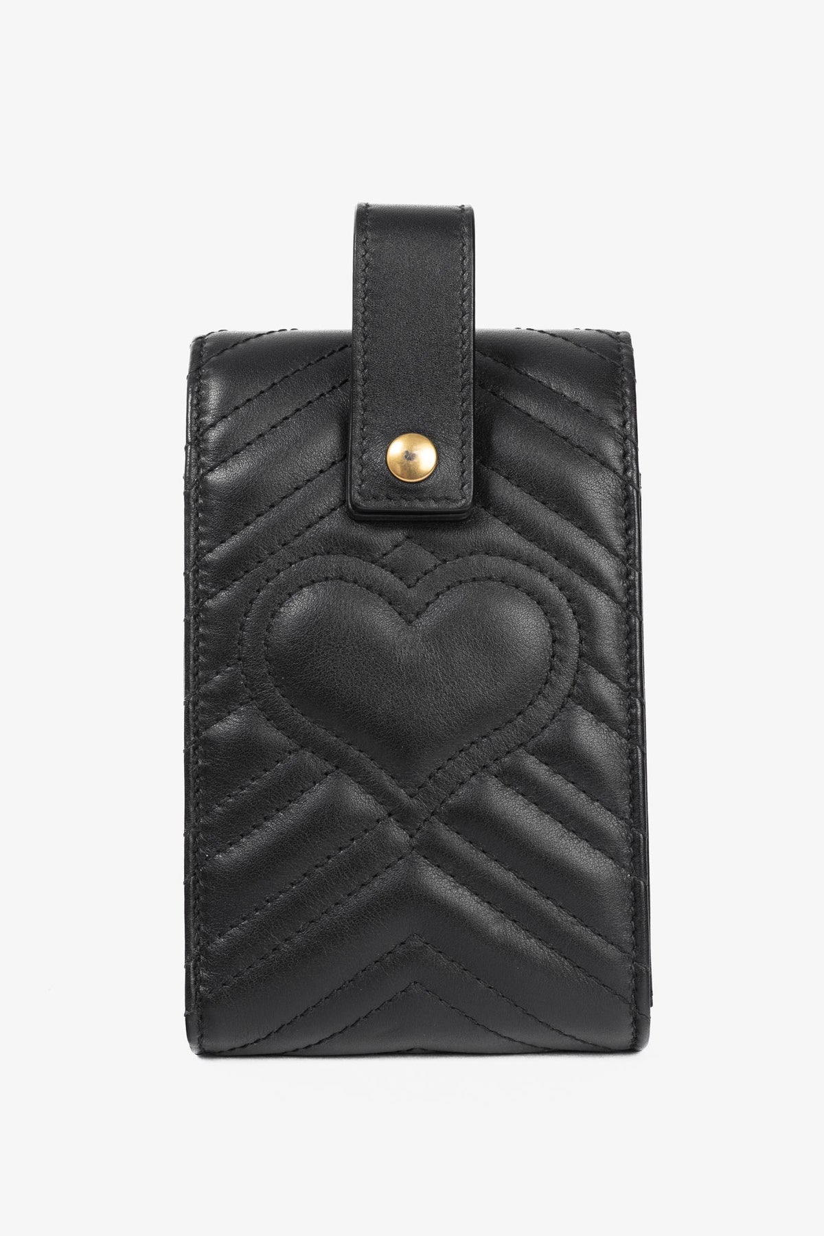 Gucci GG Marmont Black Quilted Leather Animal Studs Belt Pouch