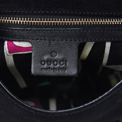 GUCCI Suede Wave Flap Bag Black