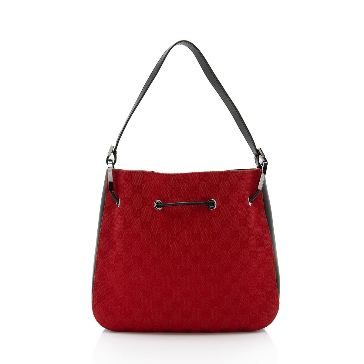 Gucci Vintage GG Canvas Drawstring Shoulder Bag (SHF-9kJYvQ)