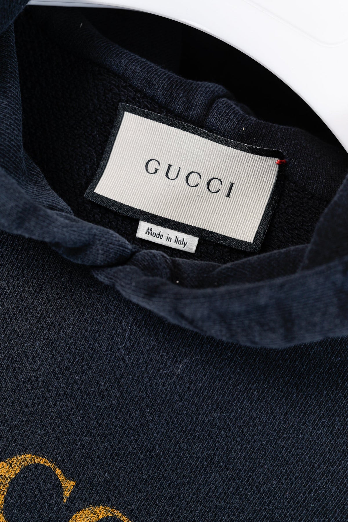 Gucci Black Distressed-Effect Logo-Print Cotton Hoodie