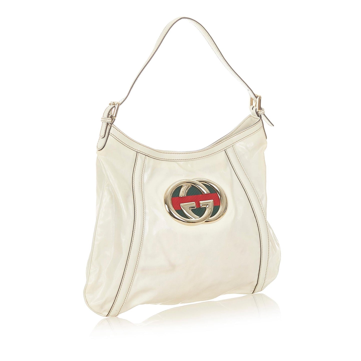 Gucci Web Britt Patent Leather Shoulder Bag