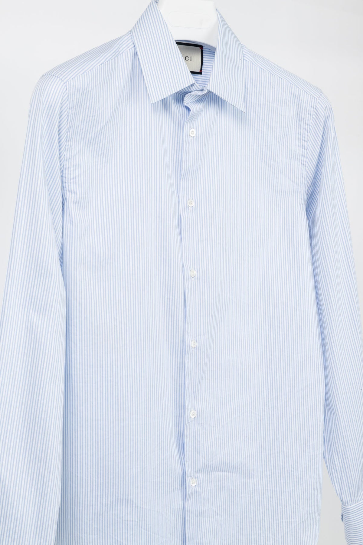 Gucci Blue & White Striped Cotton-Poplin Buttoned Shirt